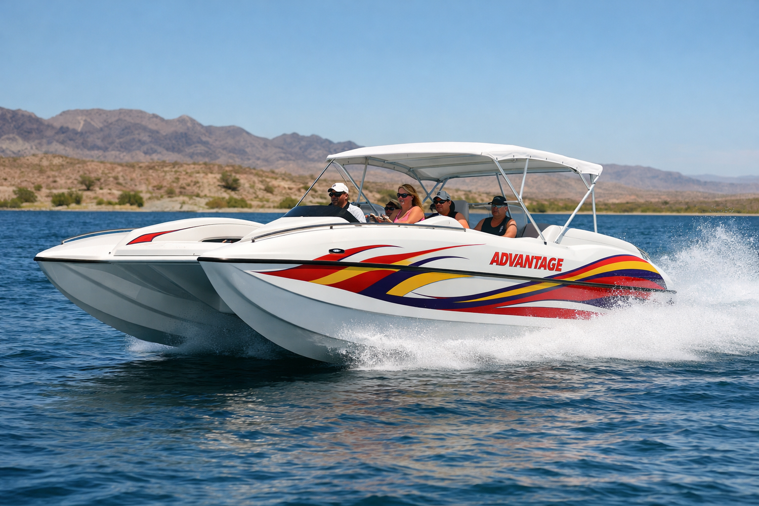 2004 Advantage Party Cat 28 running on water