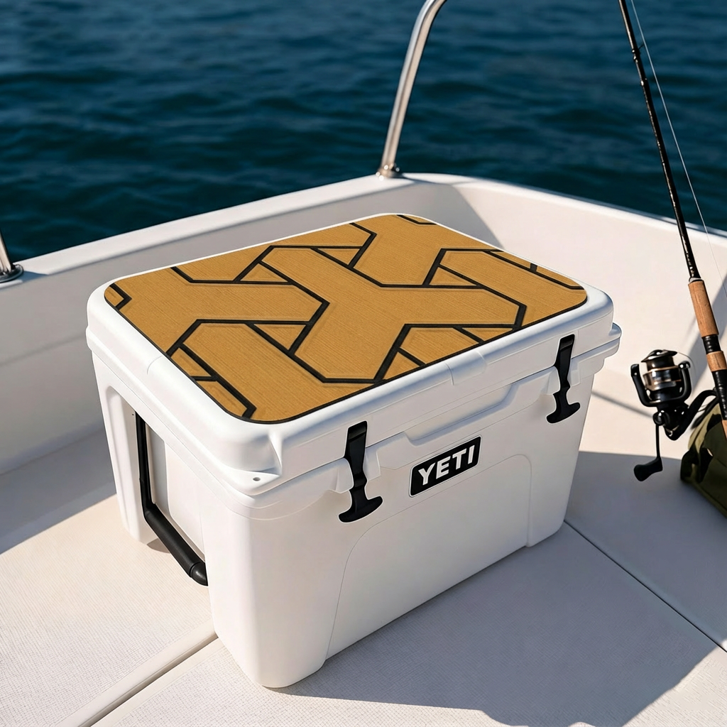YETI 45 Cooler with EVA Non-Slip Pad on Boat Deck