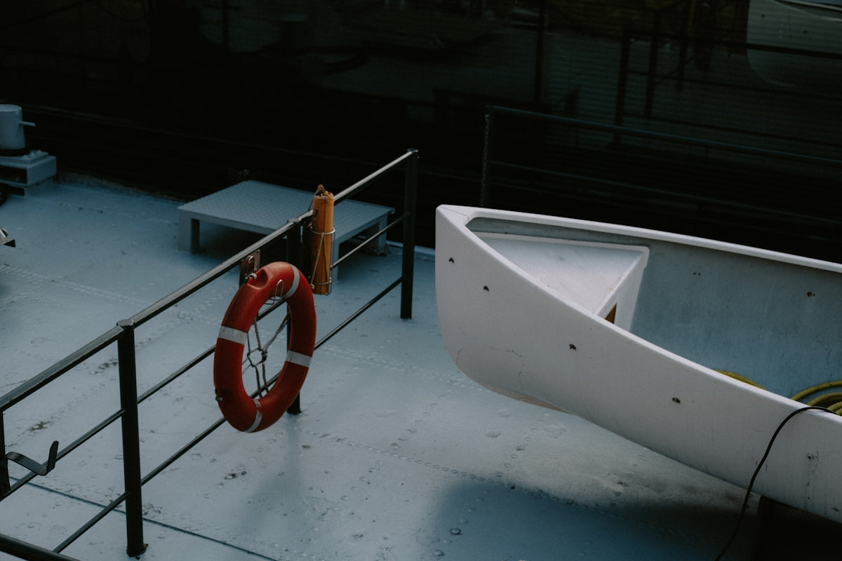 a life preserver on the deck of a boat