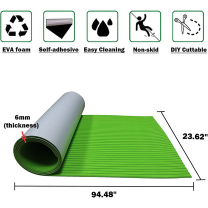 3M Self Adhesive EVA Foam Sheets - Green Deep Striped Groove Boat Flooring HzKaiCun