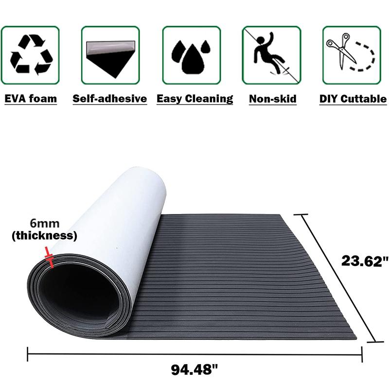 3M Self Adhesive EVA Foam Sheets - Dark Gray Striped Groove Boat Flooring HzKaiCun