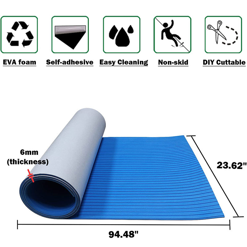 3M Self Adhesive EVA Foam Sheets - Dark Blue Deep Striped Groove Boat Flooring HzKaiCun