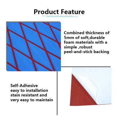 3M Self Adhesive EVA Foam Sheet - Blue and Red Large Diamond Boat Flooring Marine Decking HzKaiCun