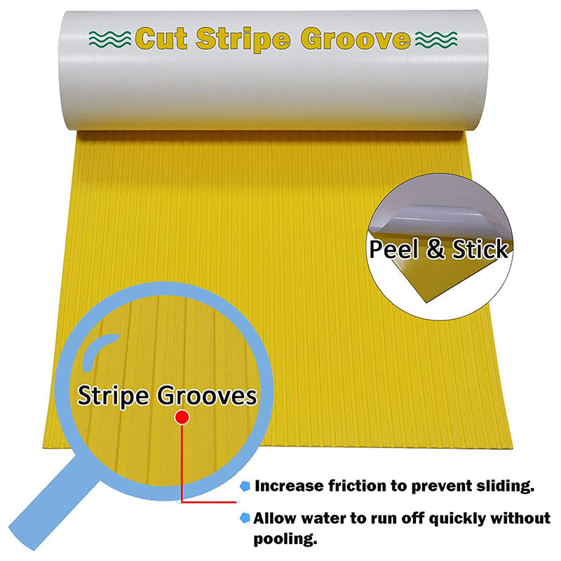 3M Self Adhesive EVA Foam Sheets - Yellow Deep Striped Groove Boat Flooring HzKaiCun