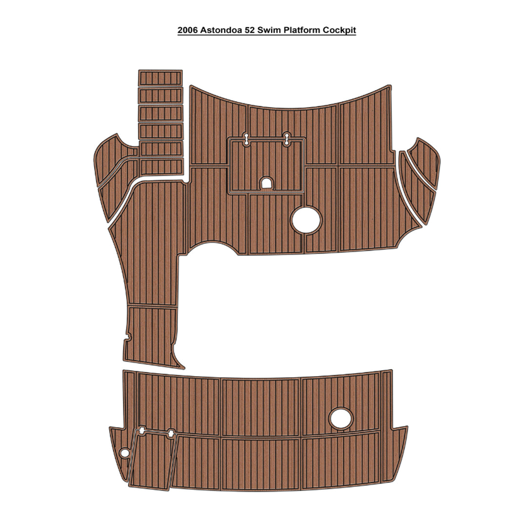 Custom EVA Foam Faux Teak Deck Mat for 2006 Astondoa 52 Swim Platform Cockpit, 3M Self-Adhesive Non-Slip Marine Floor Pad, SeaDek MarineMat Gatorstep Style Boat Mat HzKaiCun
