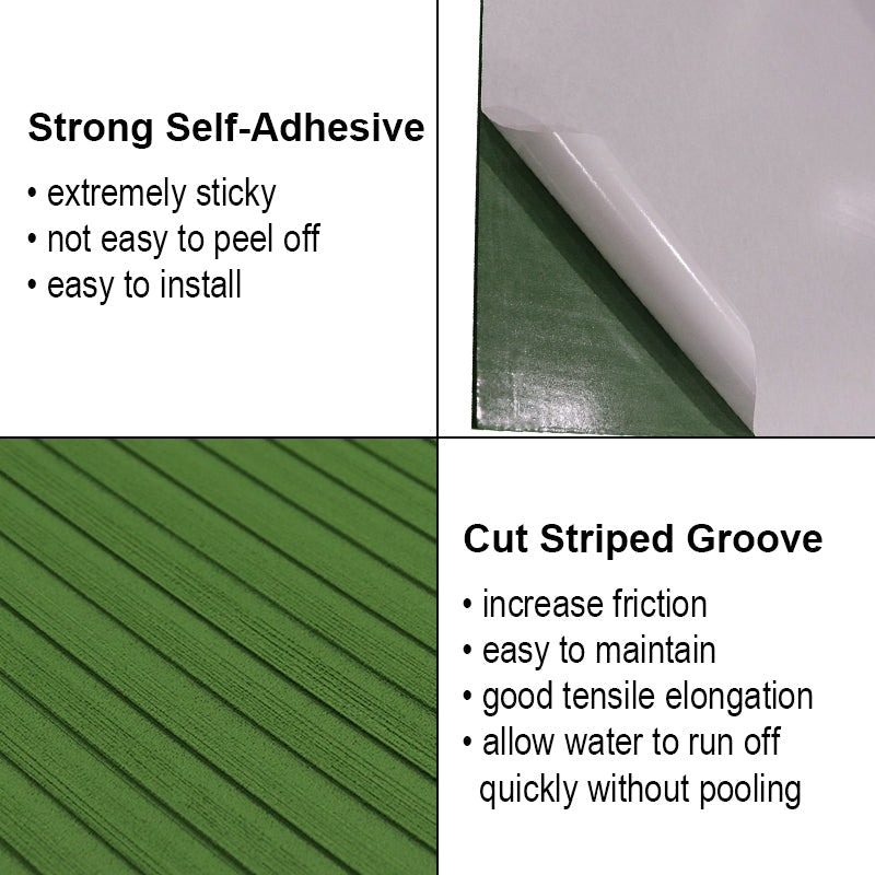 3M Self Adhesive EVA Foam Sheets - Army Green Deep Striped Groove Boat Flooring HzKaiCun