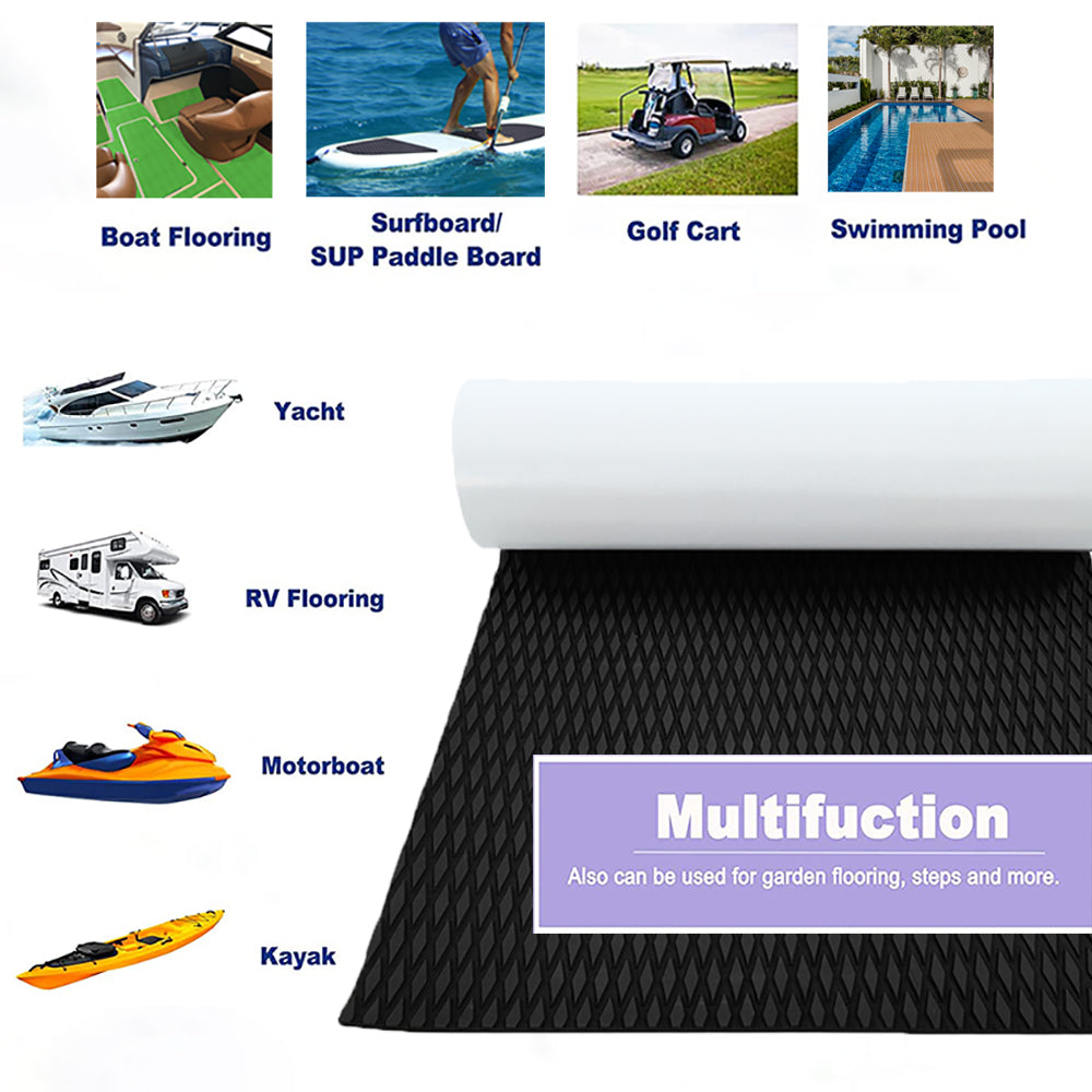 3M Self Adhesive EVA Foam Sheets - Black Small Diamond Boat Flooring Marine Decking HzKaiCun