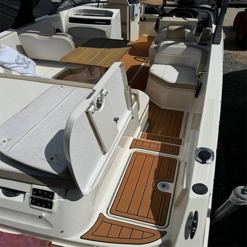Custom Cut Waterproof UV Resistant Anti-Skid EVA Teak Flooring Mat SeaDek MarineMat Style Compatible with 2016 Bayliner VR6 Sport Boat HzKaiCun