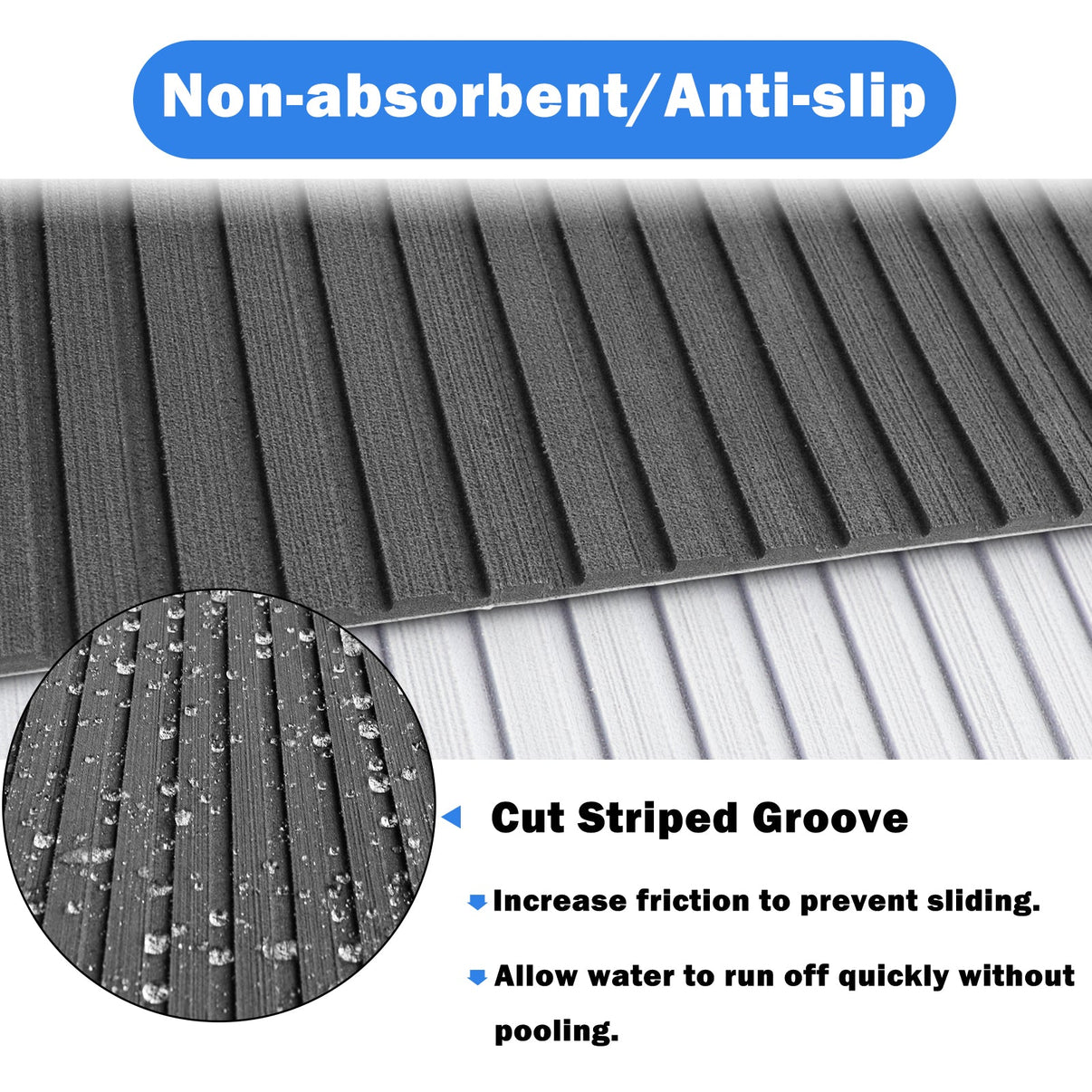 3M Self Adhesive EVA Foam Sheets - Dark Gray Striped Groove Boat Flooring HzKaiCun