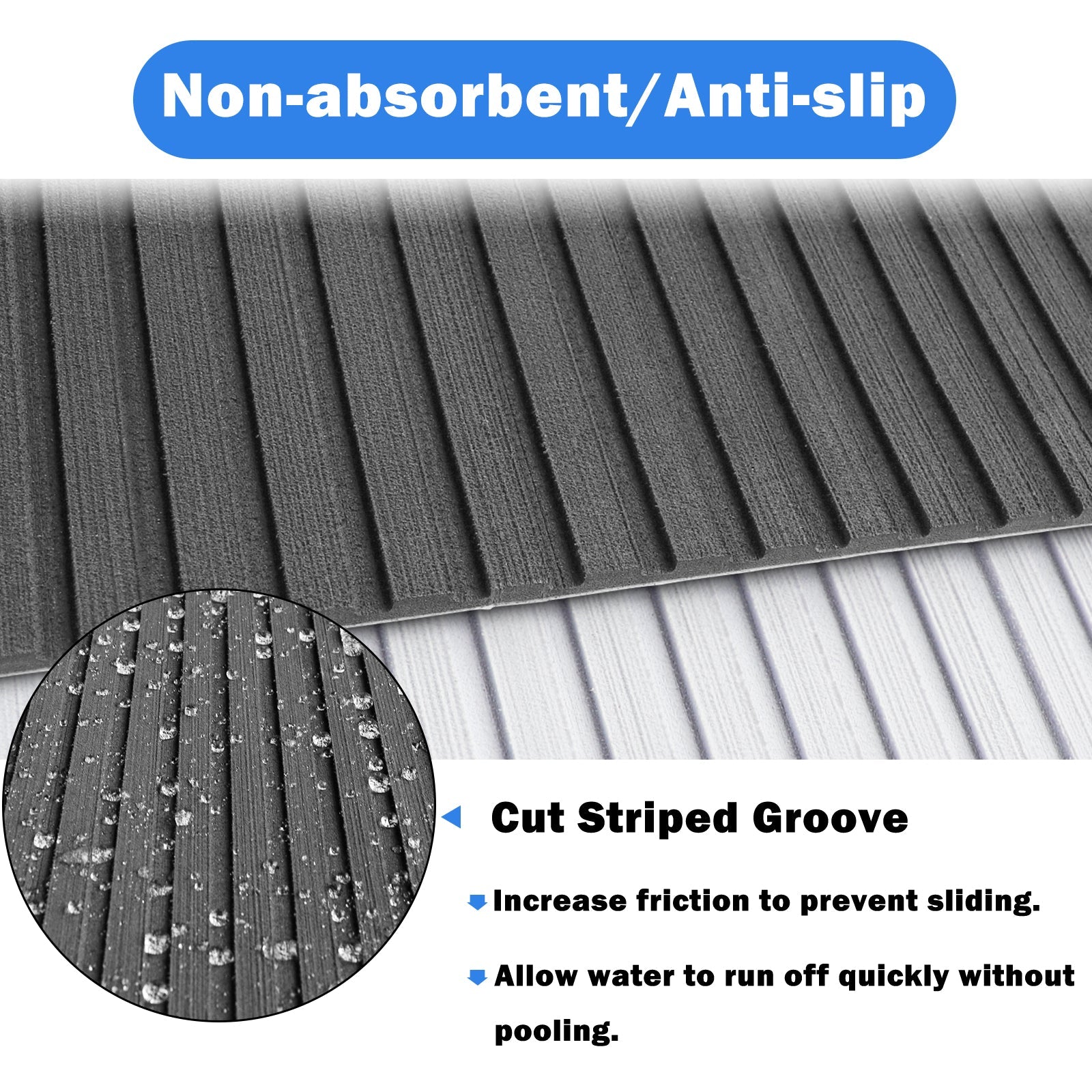 3M Self Adhesive EVA Foam Sheets - Dark Gray Striped Groove Boat Flooring HzKaiCun