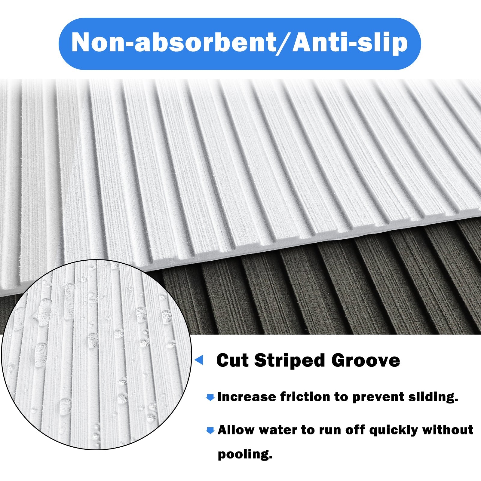 3M Self Adhesive EVA Foam Sheets - White Deep Striped Groove Boat Flooring HzKaiCun