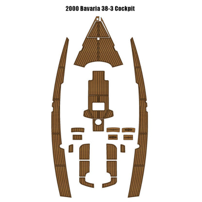Custom Cut Self Adhesive EVA Foam Teak Cockpit Mat Waterproof UV Resistant Deck Flooring Compatible with 2000 Bavaria 38-3 Sailboat, Gatorstep Style HzKaiCun