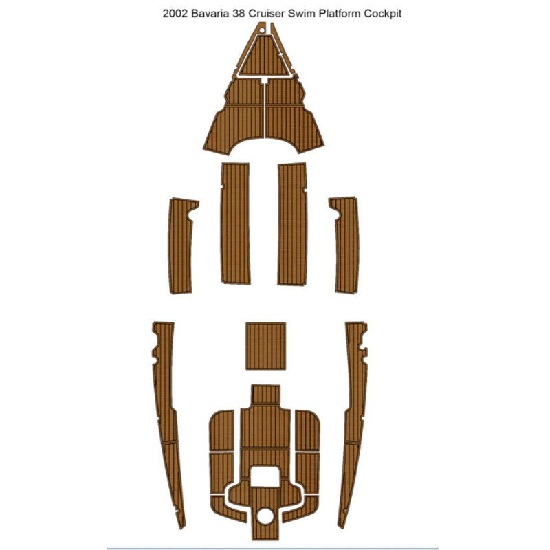 Custom Cut Self-Adhesive EVA Faux Teak Floor Mat Waterproof UV Resistant, SeaDek MarineMat Gatorstep Style Compatible with 2002 Bavaria 38 Cruiser Sailboat HzKaiCun