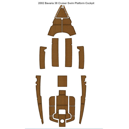 Custom Cut Self-Adhesive EVA Faux Teak Floor Mat Waterproof UV Resistant, SeaDek MarineMat Gatorstep Style Compatible with 2002 Bavaria 38 Cruiser Sailboat HzKaiCun