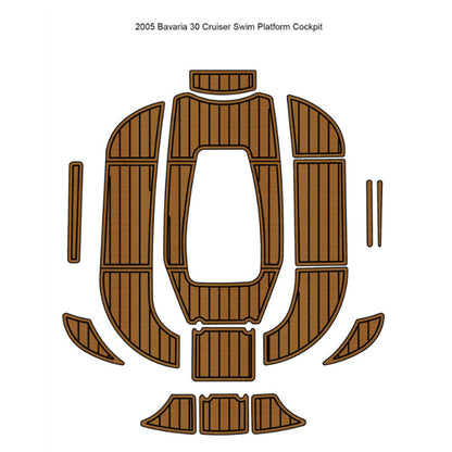 Custom Cut Self-Adhesive EVA Teak Boat Floor Mat Waterproof UV Resistant, SeaDek MarineMat Gatorstep Style Compatible with 2005 Bavaria 30 Cruiser Sailboat HzKaiCun