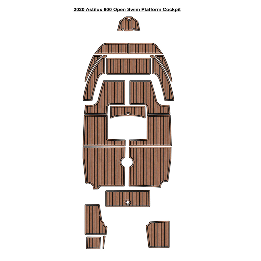 2020 Astilux 600 Open Swim Platform Cockpit EVA Foam Boat Floor Mat, 3M Self Adhesive Faux Teak Marine Deck Mat, Seadek / MarineMat / Gatorstep Style Non Slip Boat Flooring HzKaiCun