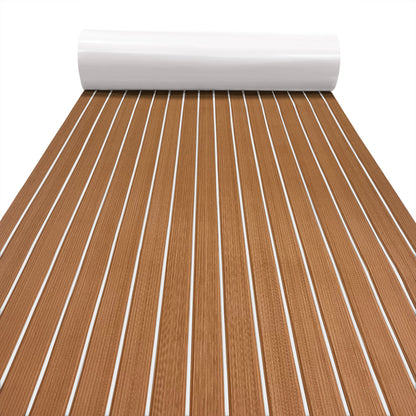 3M Self Adhesive EVA Foam Sheets - Light Brown and White Faux Teak U Groove Boat Flooring HzKaiCun