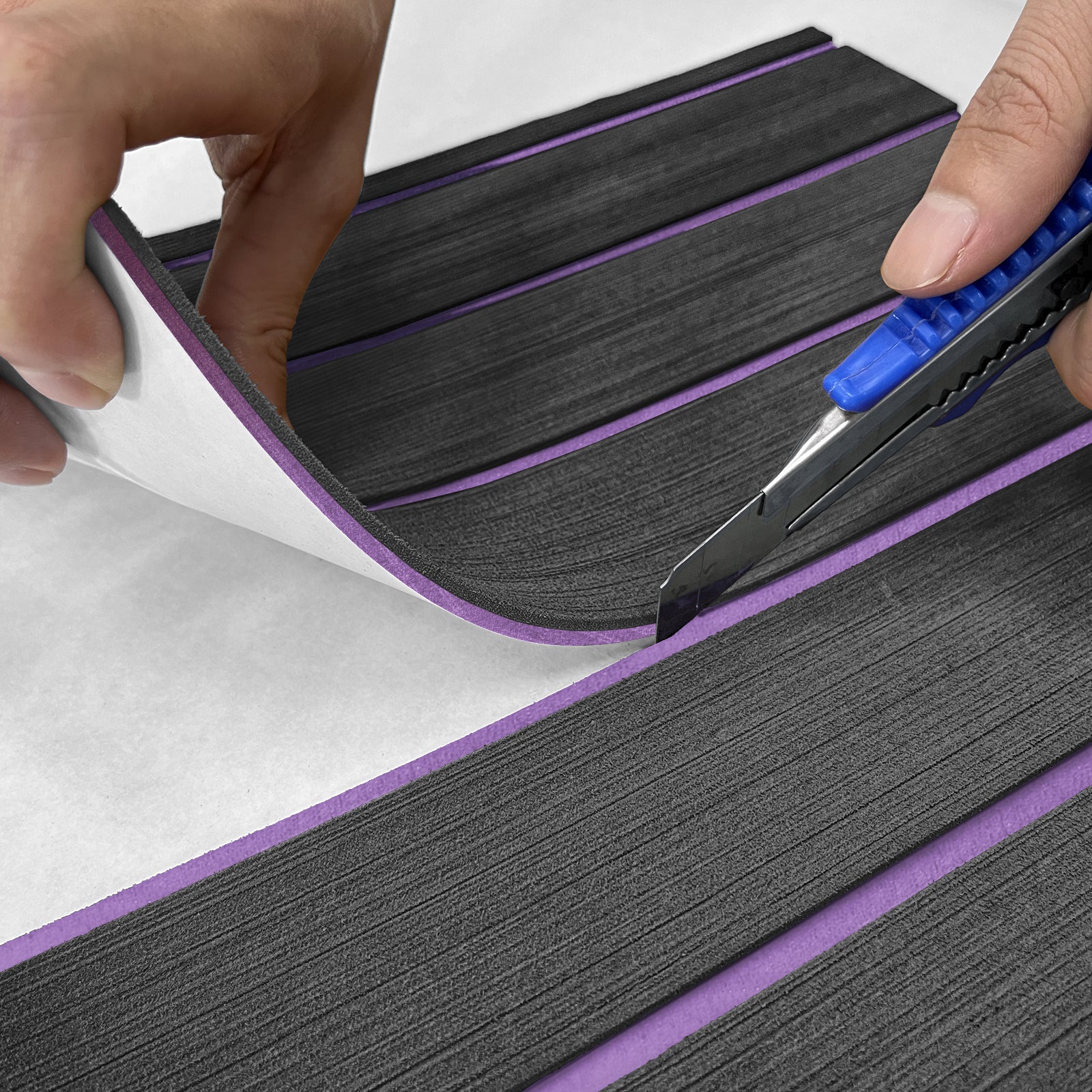 3M Self Adhesive EVA Foam Sheets - Dark Gray and Purple H Groove Boat Flooring