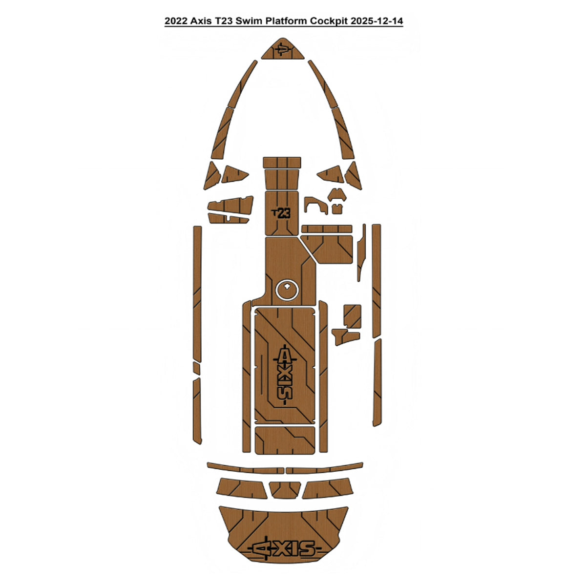 Custom EVA Foam Anti-Slip Deck Mat for 2023 Axis T235 Swim Platform Cockpit, 3M Self-Adhesive Faux Teak Marine Boat Floor Pad, SeaDek MarineMat Gatorstep Style Flooring HzKaiCun