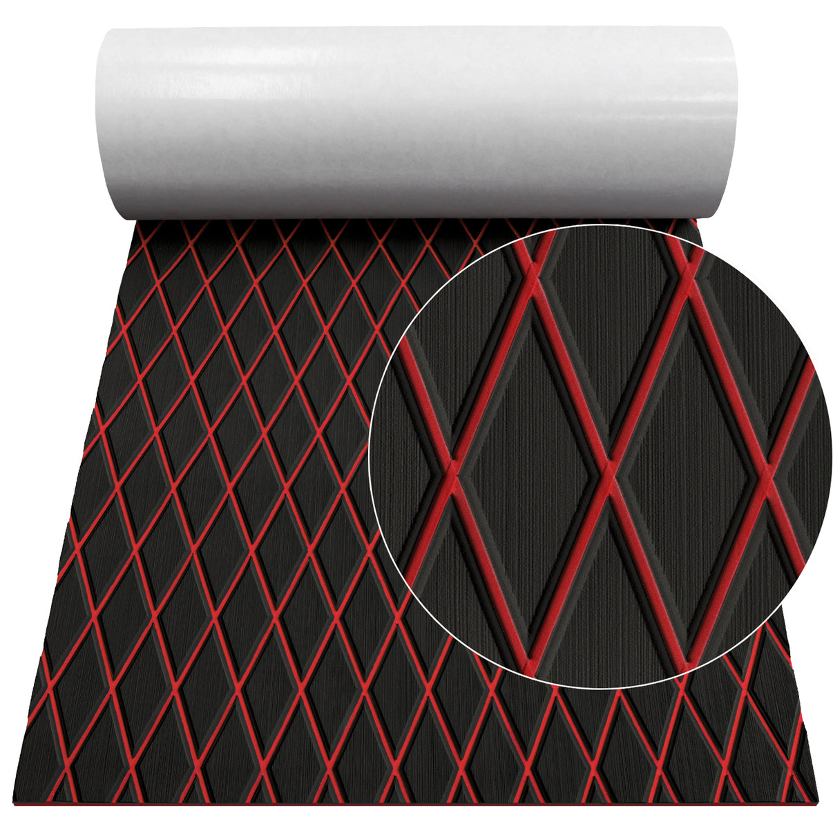 3M Self Adhesive EVA Foam Sheet - Black and Red Large Diamond Boat Flooring Marine Decking HzKaiCun