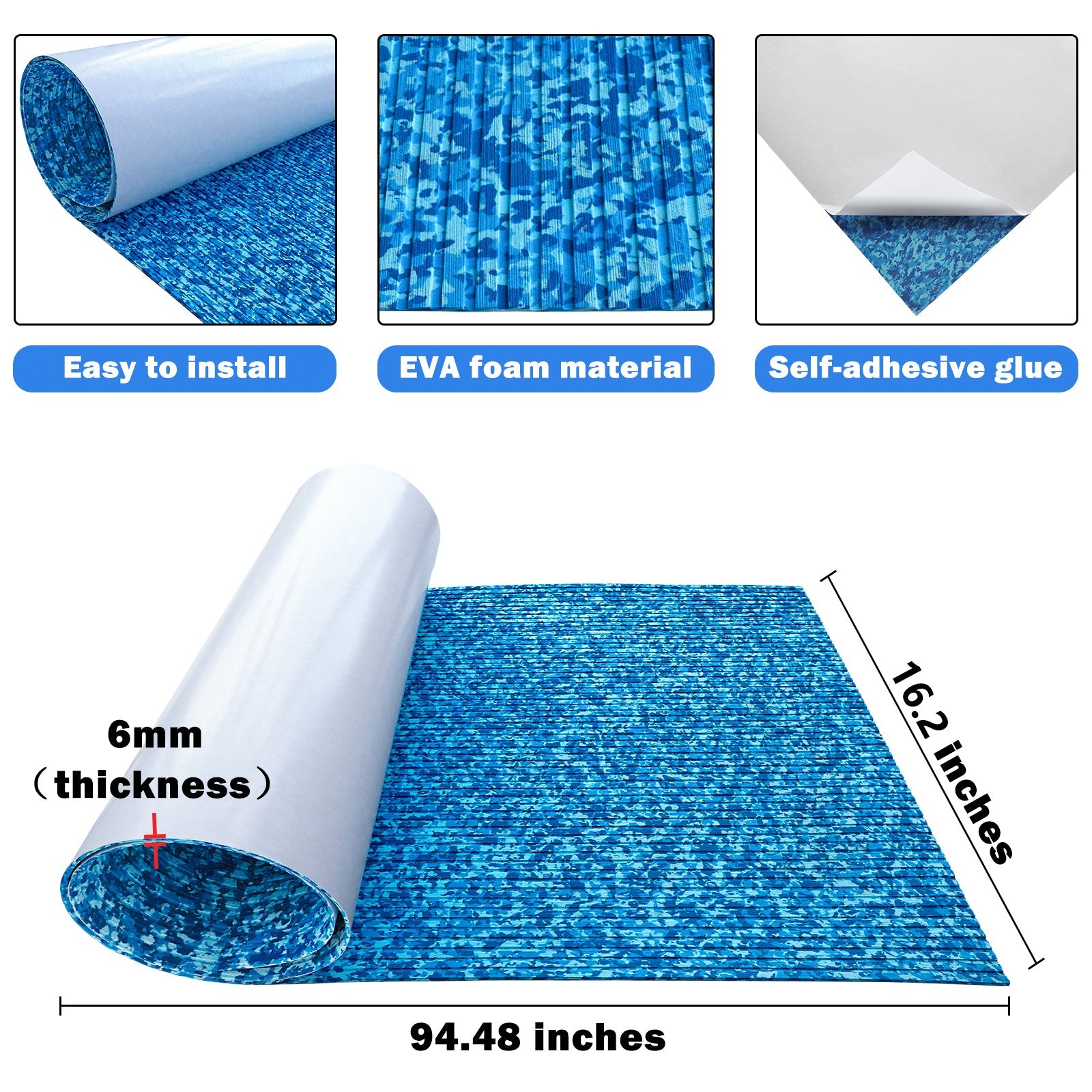 3M Self Adhesive EVA Foam Sheets - Ocean Camo Deep Striped Groove Boat Flooring HzKaiCun
