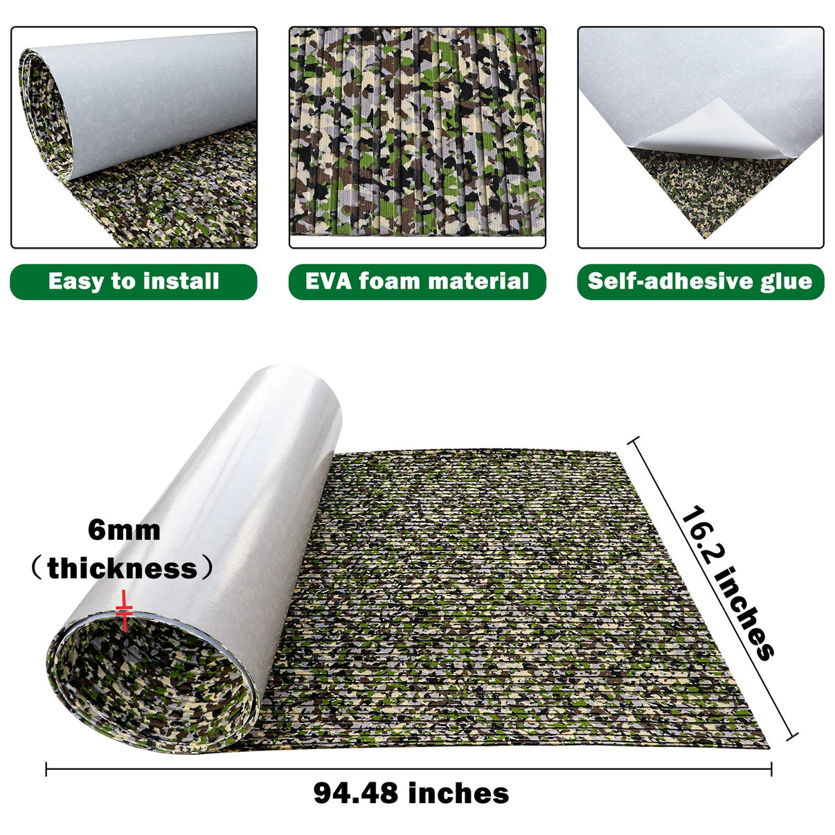 3M Self Adhesive EVA Foam Sheets - Forest Camo Deep Striped Groove Boat Flooring HzKaiCun