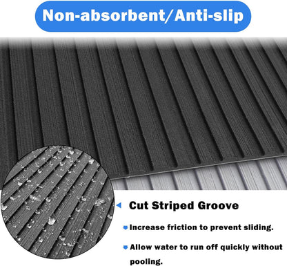 3M Self Adhesive EVA Foam Sheets - Black Deep Striped Groove Boat Flooring HzKaiCun