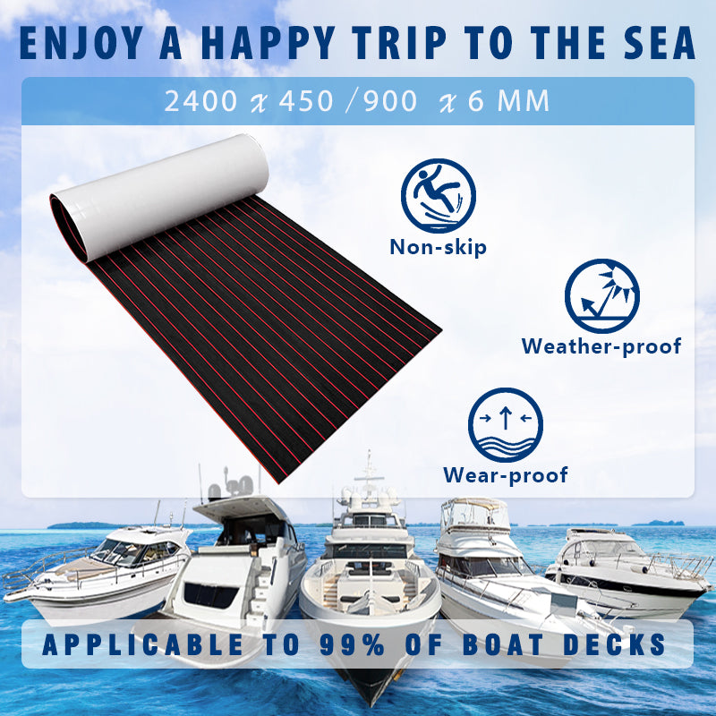 3M Self Adhesive EVA Foam Sheets - Black and Red U Groove Boat Flooring HzKaiCun