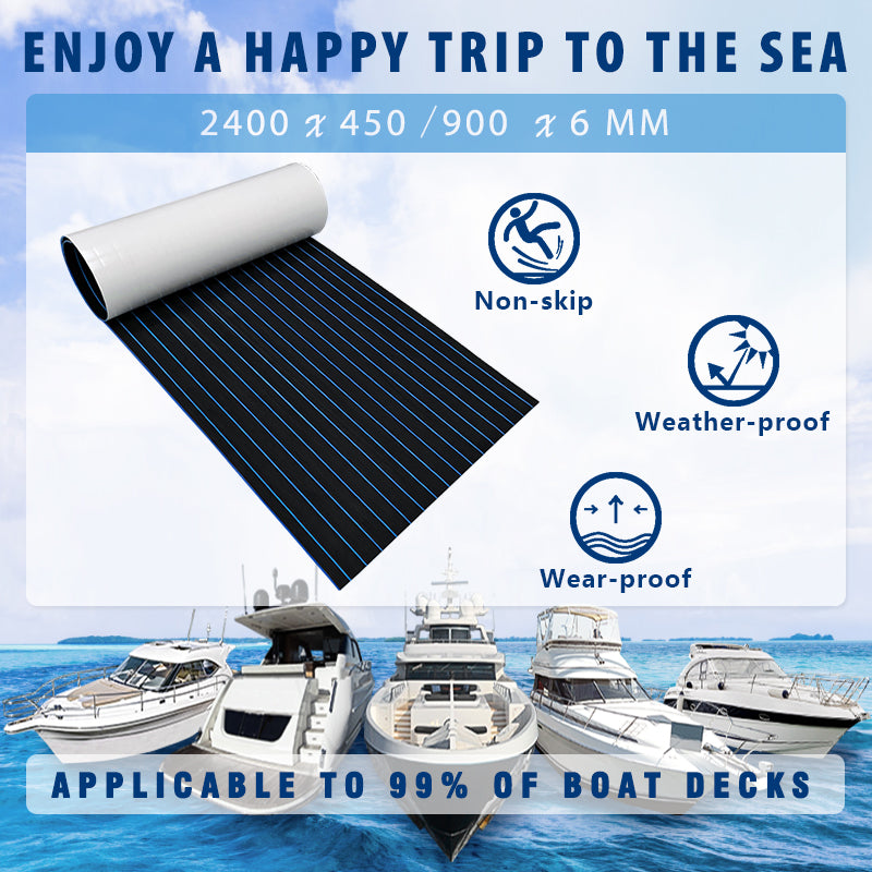 3M Self Adhesive EVA Foam Sheets - Black and Blue U Groove Boat Flooring HzKaiCun