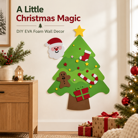HzKaiCun DIY Christmas Tree Wall Decor – Self-Adhesive EVA Foam Kit