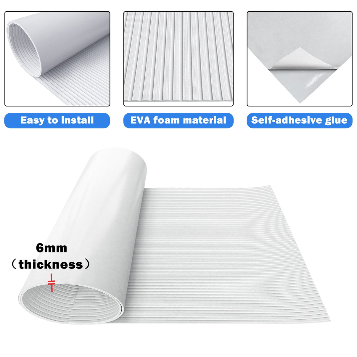 3M Self Adhesive EVA Foam Sheets - White Deep Striped Groove Boat Flooring HzKaiCun