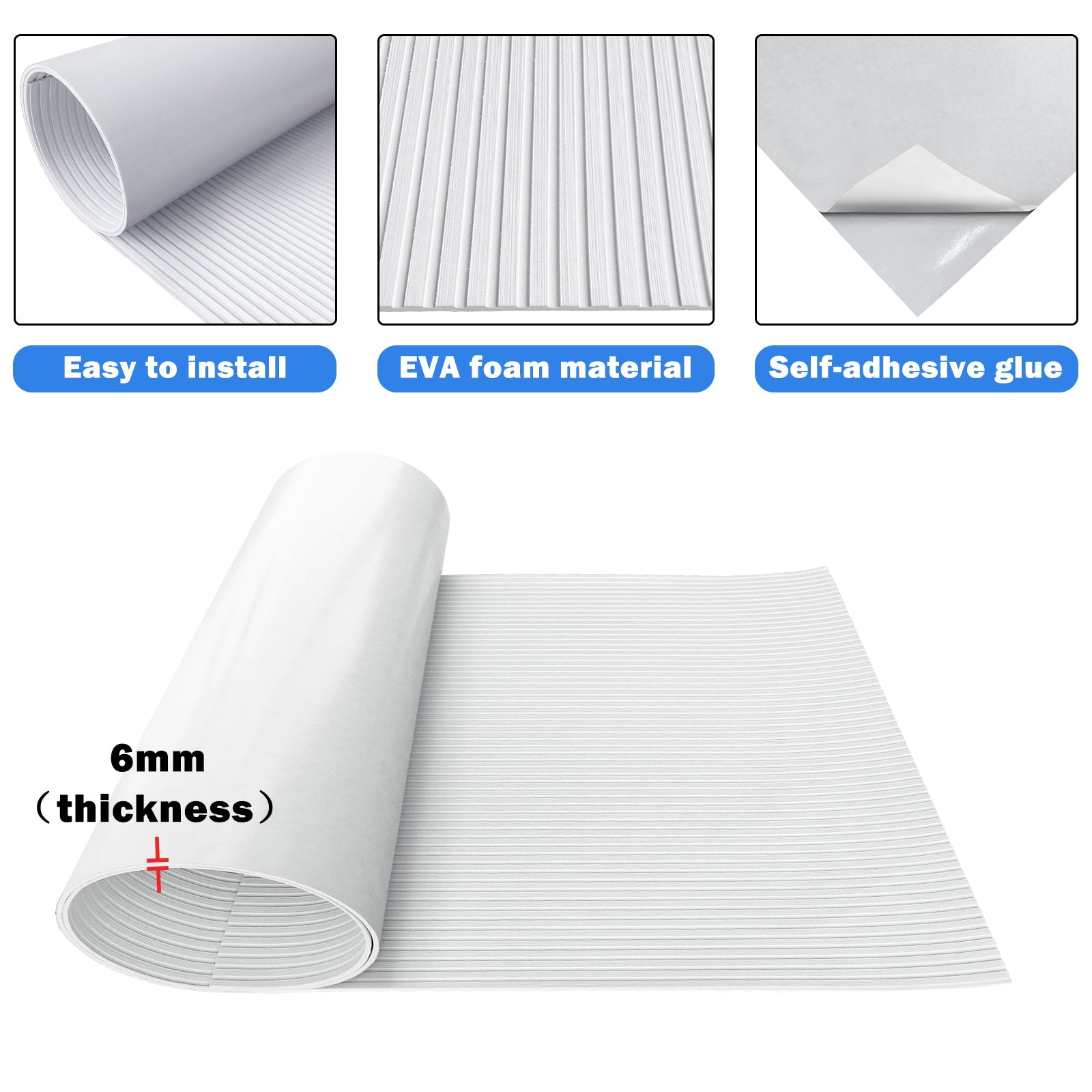 3M Self Adhesive EVA Foam Sheets - White Deep Striped Groove Boat Flooring HzKaiCun
