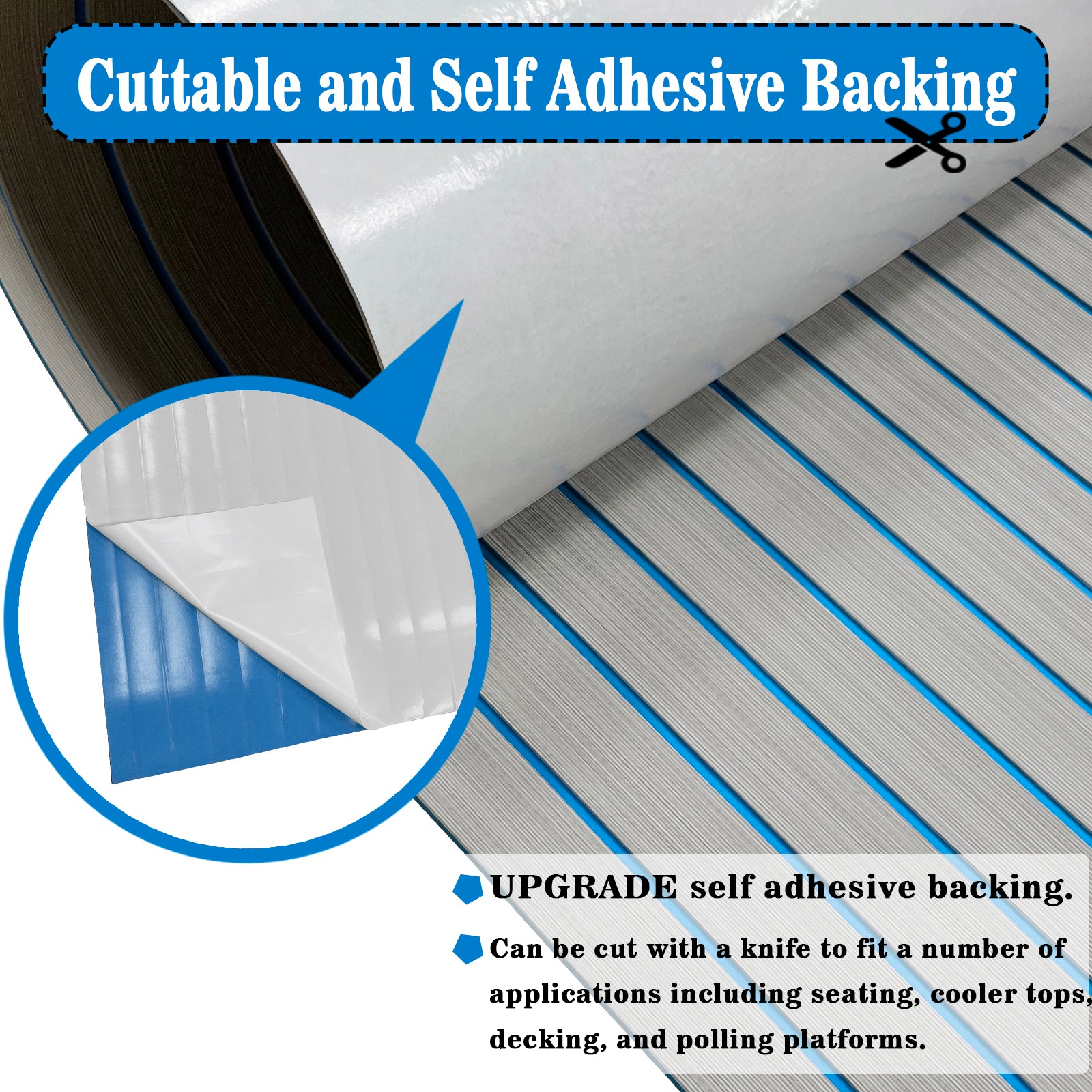3M Self Adhesive EVA Foam Sheets - Light Gray and Blue H Groove Boat Flooring