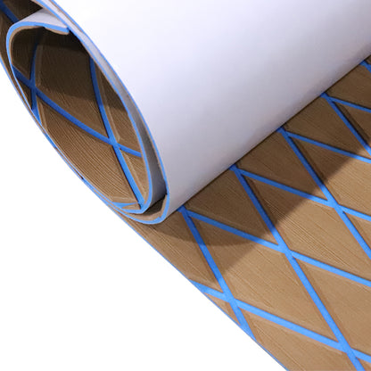 3M Self Adhesive EVA Foam Sheet - Light Brown and Blue Large Diamond Boat Flooring Marine Decking HzKaiCun