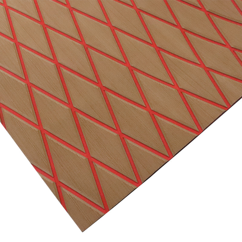 3M Self Adhesive EVA Foam Sheet - Light Brown and Red Large Diamond Boat Flooring Marine Decking