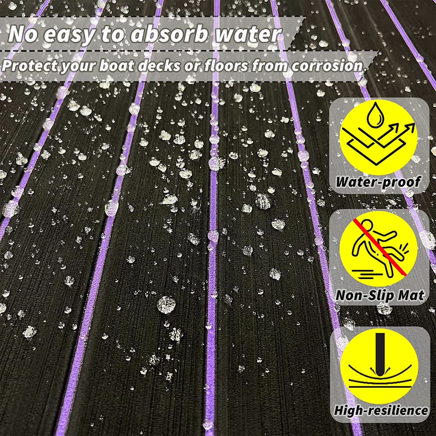 3M Self Adhesive EVA Foam Sheets - Black and Purple U Groove Boat Flooring HzKaiCun