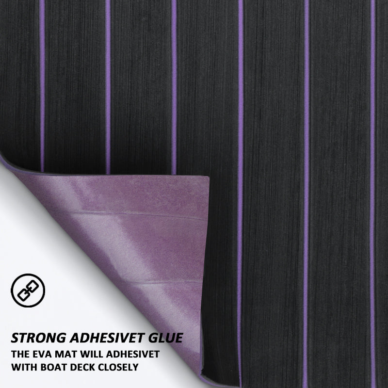 3M Self Adhesive EVA Foam Sheets - Black and Purple U Groove Boat Flooring HzKaiCun