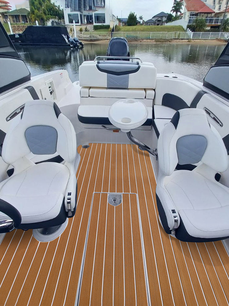 3M Self Adhesive EVA Foam Sheets - Light Brown and White Faux Teak H Groove Boat Flooring HzKaiCun