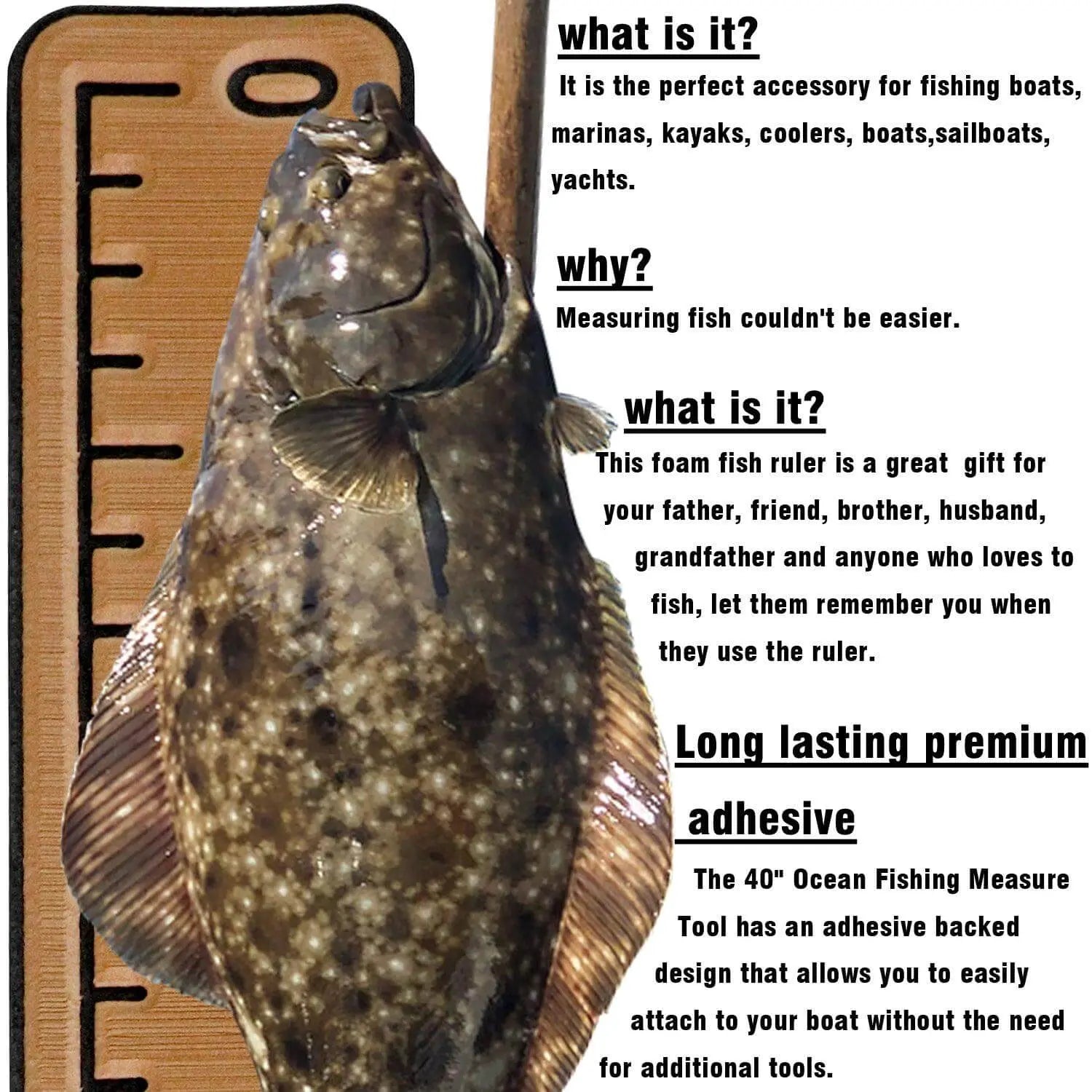 Hzkaicun 100cm brown-black EVA marine foam fish ruler. HzKaiCun
