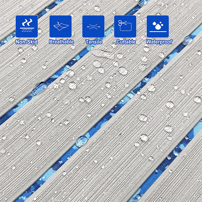 3M Self Adhesive EVA Foam Sheets - Light Gray and Ocean Camo U Groove Boat Flooring