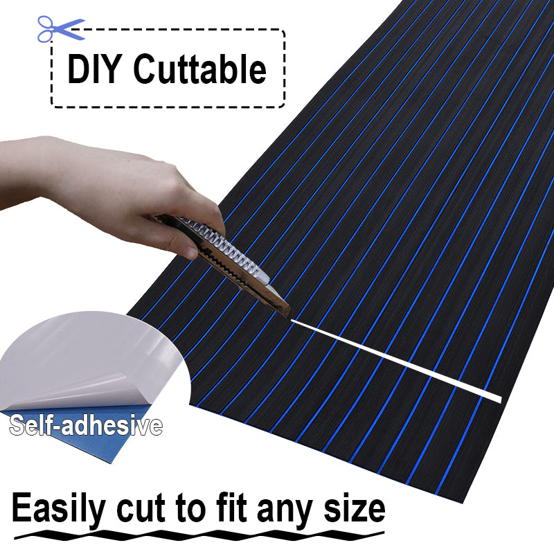 3M Self Adhesive EVA Foam Sheets - Black and Blue H Groove Boat Flooring
