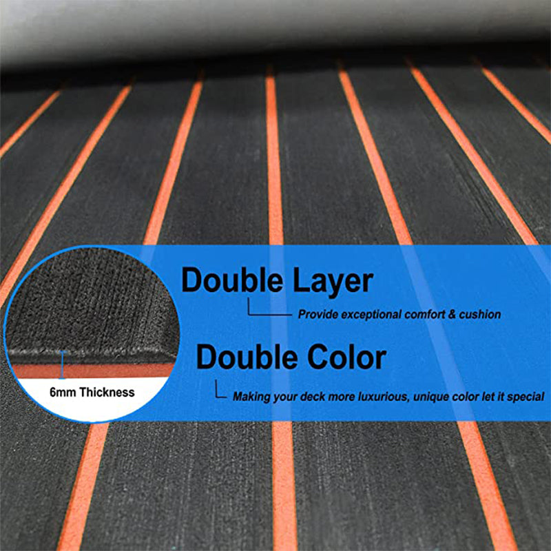 3M Self Adhesive EVA Foam Sheets - Black and Orange U Groove Boat Flooring HzKaiCun
