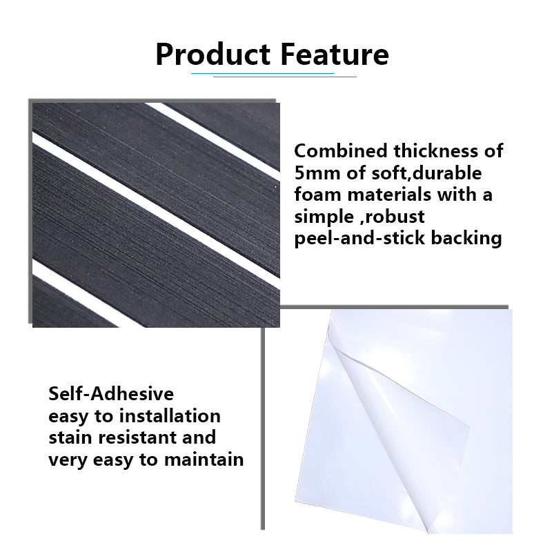 3M Self Adhesive EVA Foam Sheets - Black and White H Groove Boat Flooring