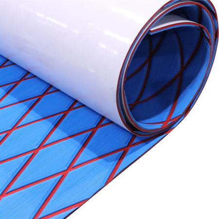 3M Self Adhesive EVA Foam Sheet - Blue and Red Large Diamond Boat Flooring Marine Decking HzKaiCun