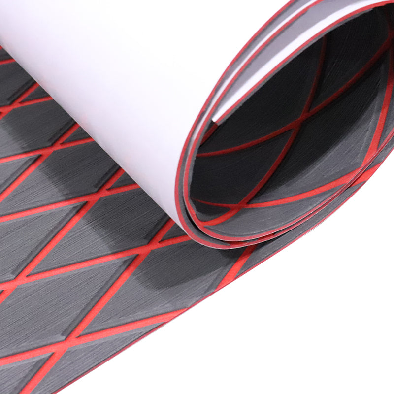 3M Self Adhesive EVA Foam Sheet - Dark Gray and Red Large Diamond Boat Flooring Marine Decking HzKaiCun