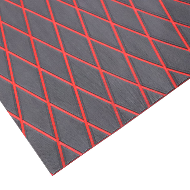 3M Self Adhesive EVA Foam Sheet - Dark Gray and Red Large Diamond Boat Flooring Marine Decking HzKaiCun