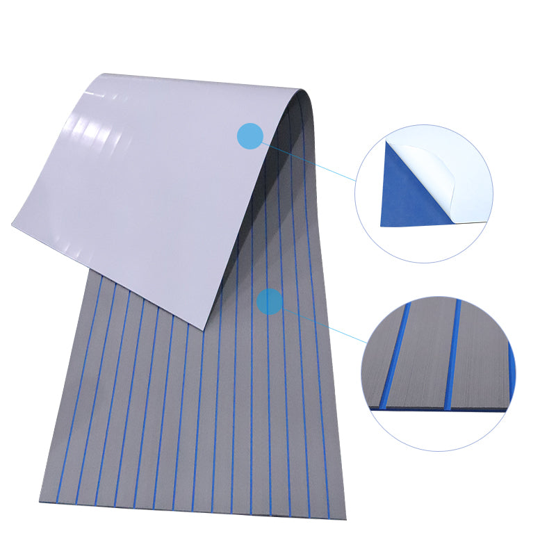 3M Self Adhesive EVA Foam Sheets - Light Gray and Dark Blue H Groove Boat Flooring