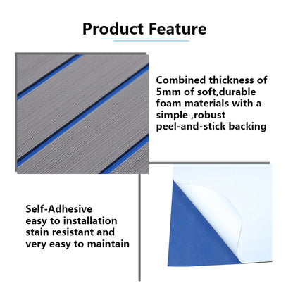 3M Self Adhesive EVA Foam Sheets - Light Gray and Dark Blue H Groove Boat Flooring HzKaiCun