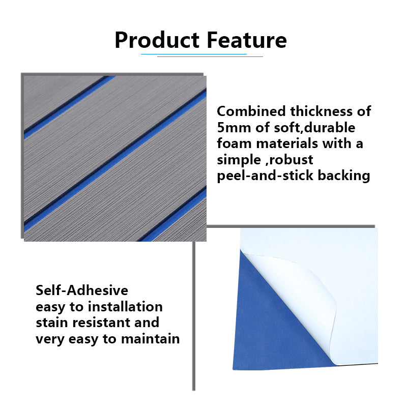 3M Self Adhesive EVA Foam Sheets - Light Gray and Dark Blue H Groove Boat Flooring