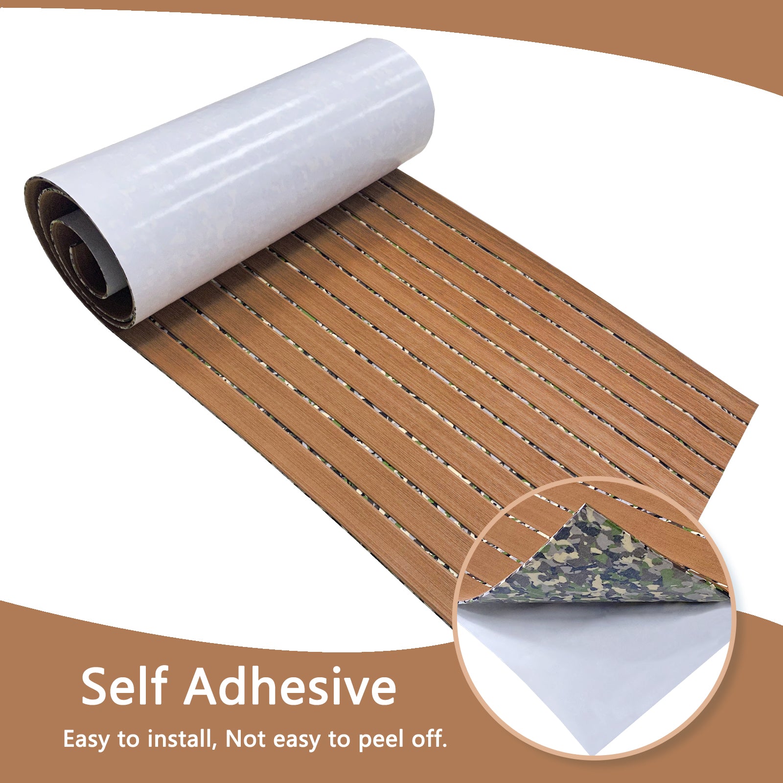 3M Self Adhesive EVA Foam Sheets - Light Brown and Forest Camo Faux Teak U Groove Boat Flooring